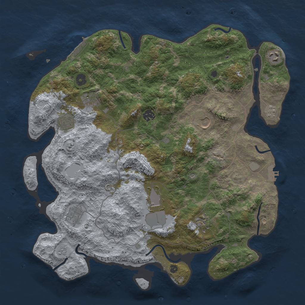 Rust Map: Procedural Map, Size: 4000, Seed: 231171, 18 Monuments