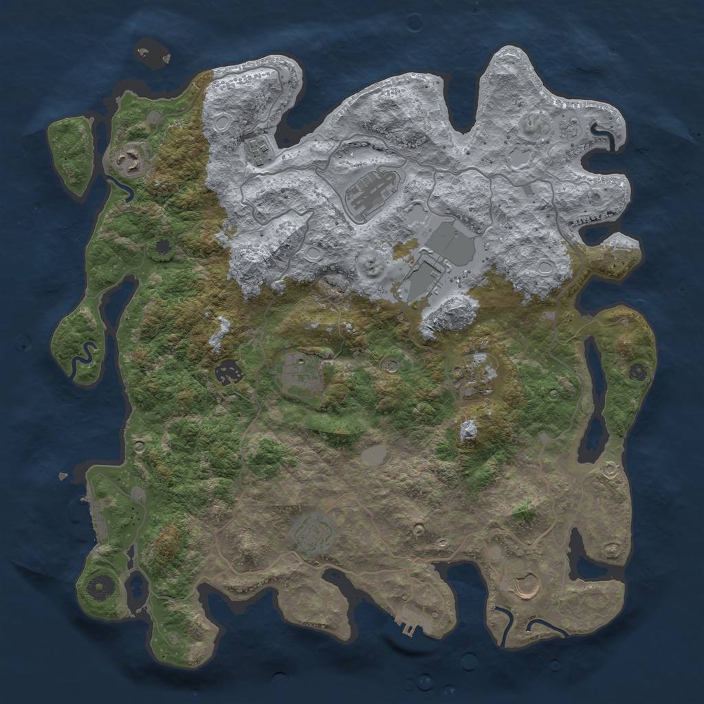 Rust Map: Procedural Map, Size: 4000, Seed: 354345, 18 Monuments