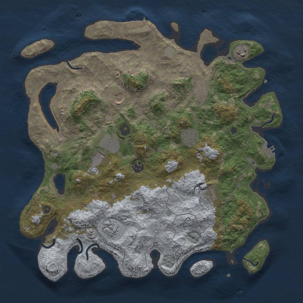 Rust Map: Procedural Map, Size: 4000, Seed: 691419, 18 Monuments