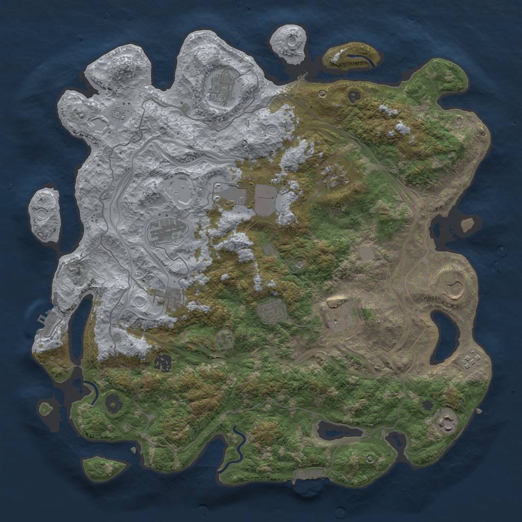 Rust Map: Procedural Map, Size: 4300, Seed: 1895272150, 20 Monuments