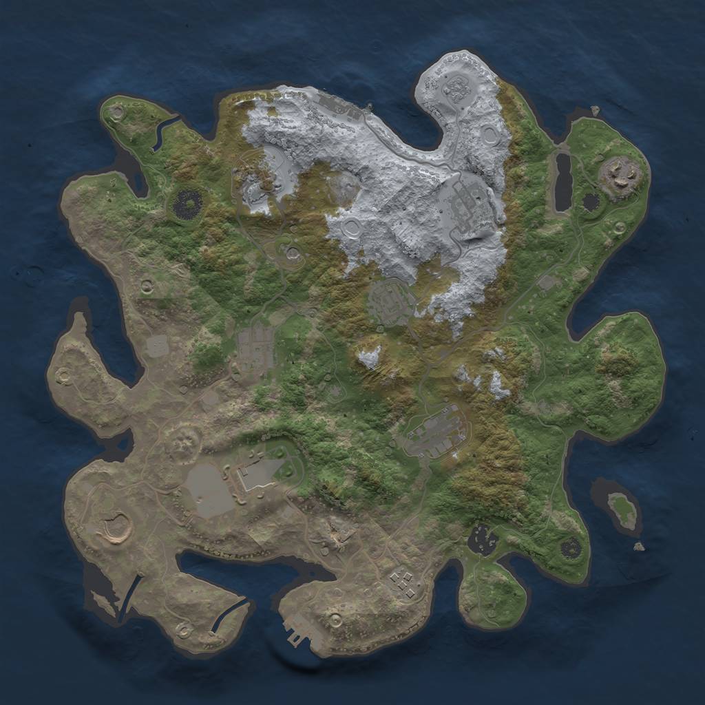 Rust Map: Procedural Map, Size: 3500, Seed: 215281108, 19 Monuments