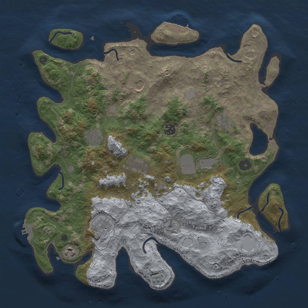 Rust Map: Procedural Map, Size: 4000, Seed: 1055613892, 18 Monuments