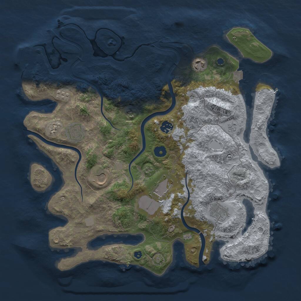 Rust Map: Procedural Map, Size: 3800, Seed: 555271921, 12 Monuments