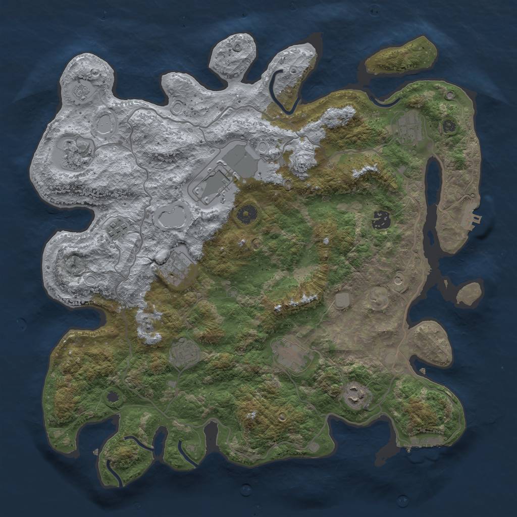 Rust Map: Procedural Map, Size: 4000, Seed: 768986412, 18 Monuments