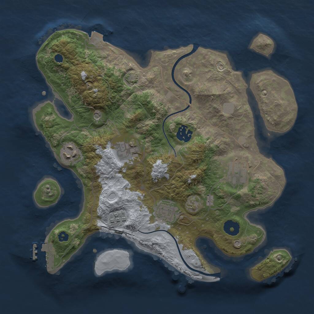 Rust Map: Procedural Map, Size: 3000, Seed: 3453221, 10 Monuments