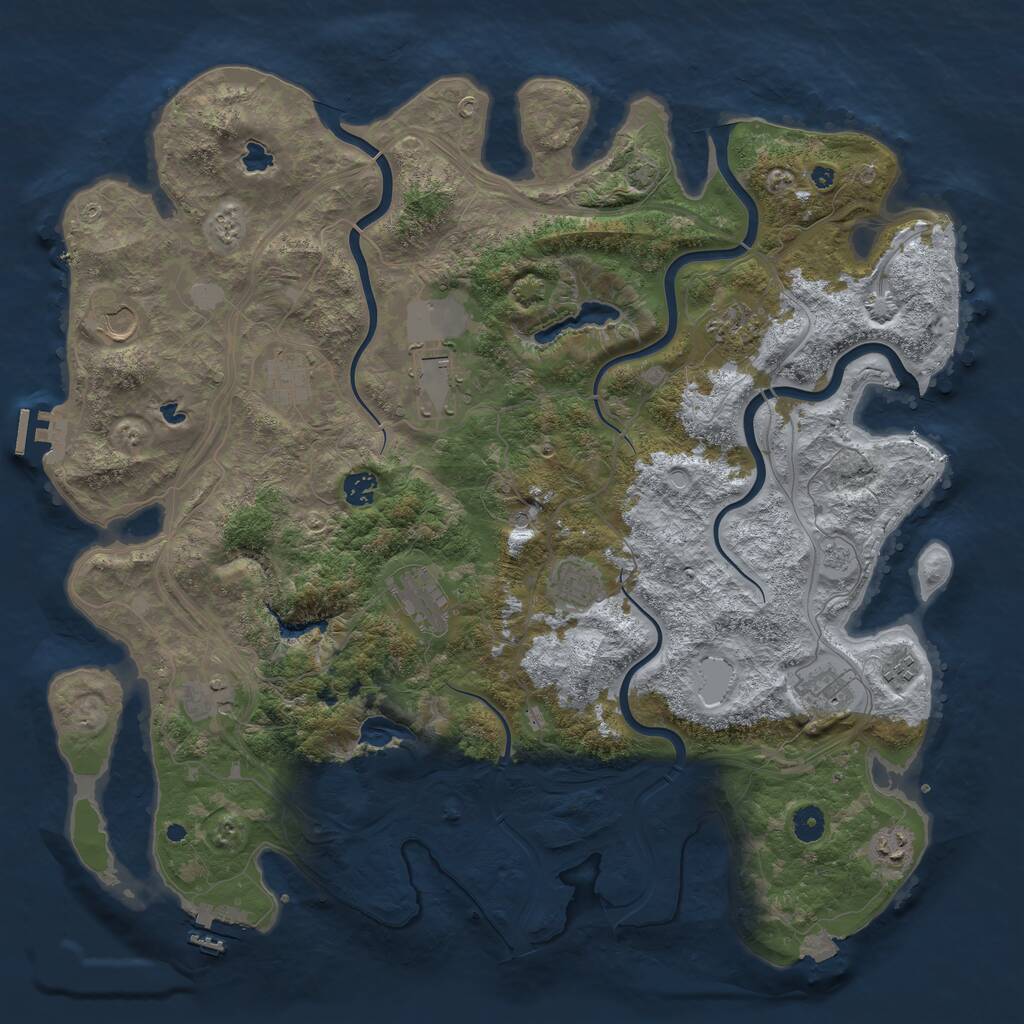 Rust Map: Procedural Map, Size: 4500, Seed: 8625854, 17 Monuments