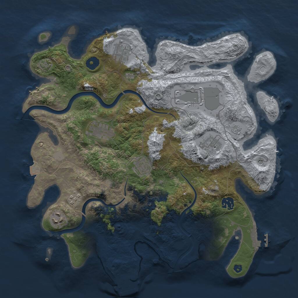 Rust Map: Procedural Map, Size: 3500, Seed: 1487339120, 14 Monuments