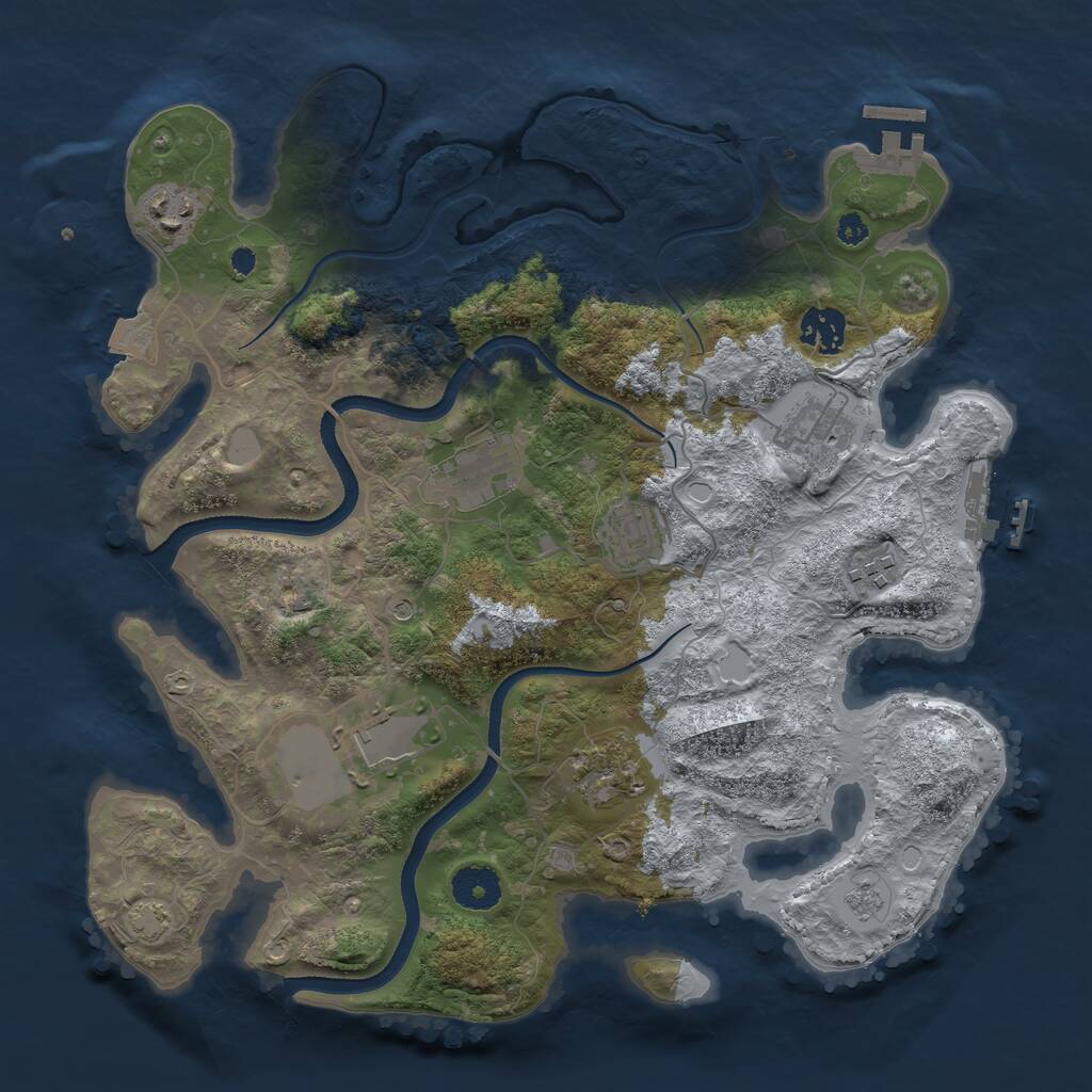 Rust Map: Procedural Map, Size: 3500, Seed: 1239560809, 14 Monuments