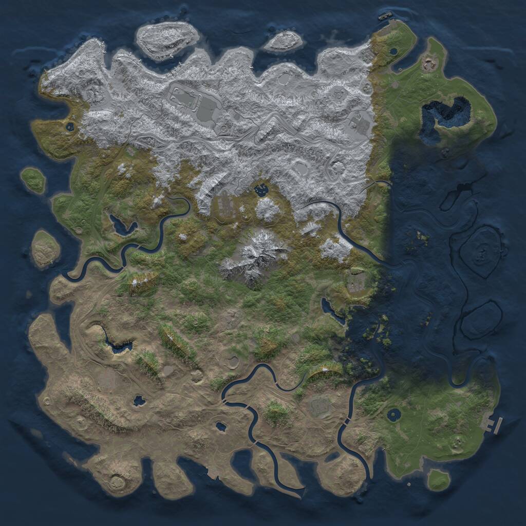 Rust Map: Procedural Map, Size: 6000, Seed: 42349, 17 Monuments