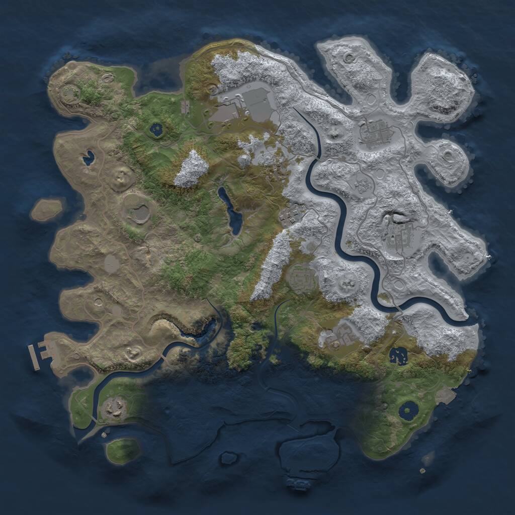 Rust Map: Procedural Map, Size: 4000, Seed: 1353809651, 16 Monuments