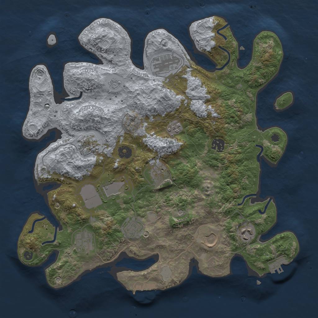 Rust Map: Procedural Map, Size: 3500, Seed: 282286577, 19 Monuments