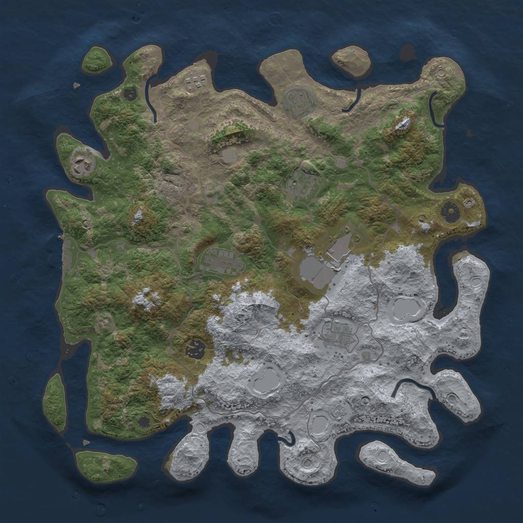 Rust Map: Procedural Map, Size: 4000, Seed: 879265, 16 Monuments