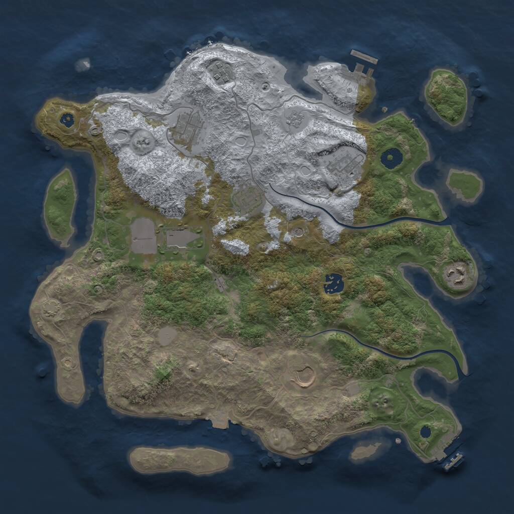 Rust Map: Procedural Map, Size: 3700, Seed: 7181980, 14 Monuments