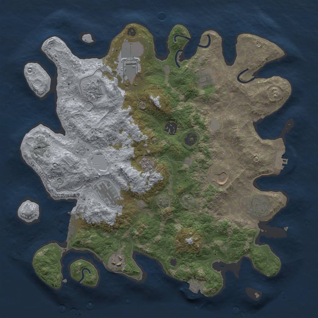 Rust Map: Procedural Map, Size: 3700, Seed: 648864330, 17 Monuments