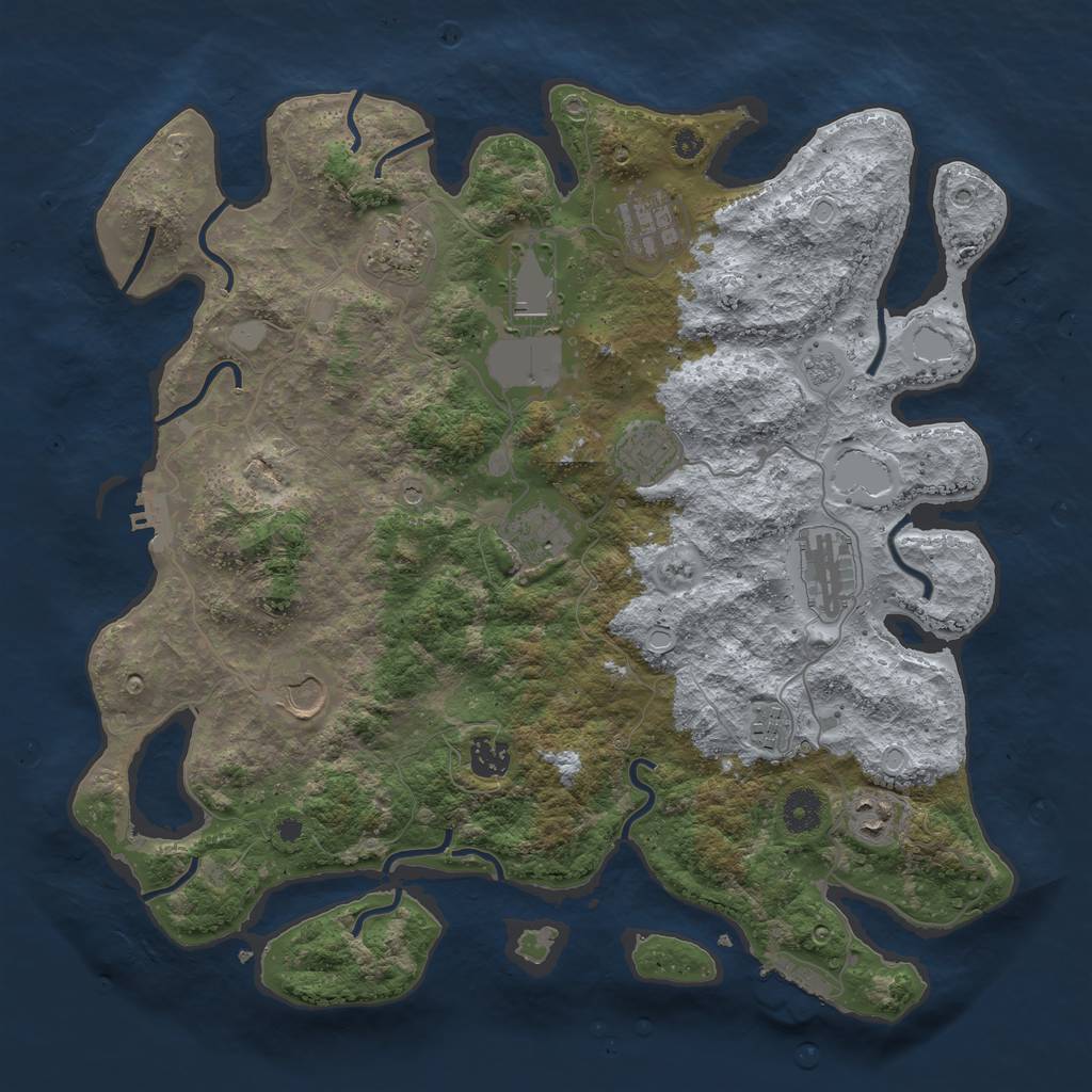 Rust Map: Procedural Map, Size: 3900, Seed: 166, 19 Monuments