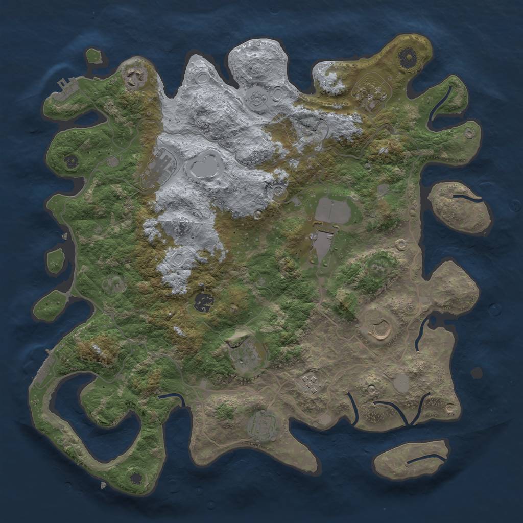 Rust Map: Procedural Map, Size: 4000, Seed: 1719606662, 18 Monuments