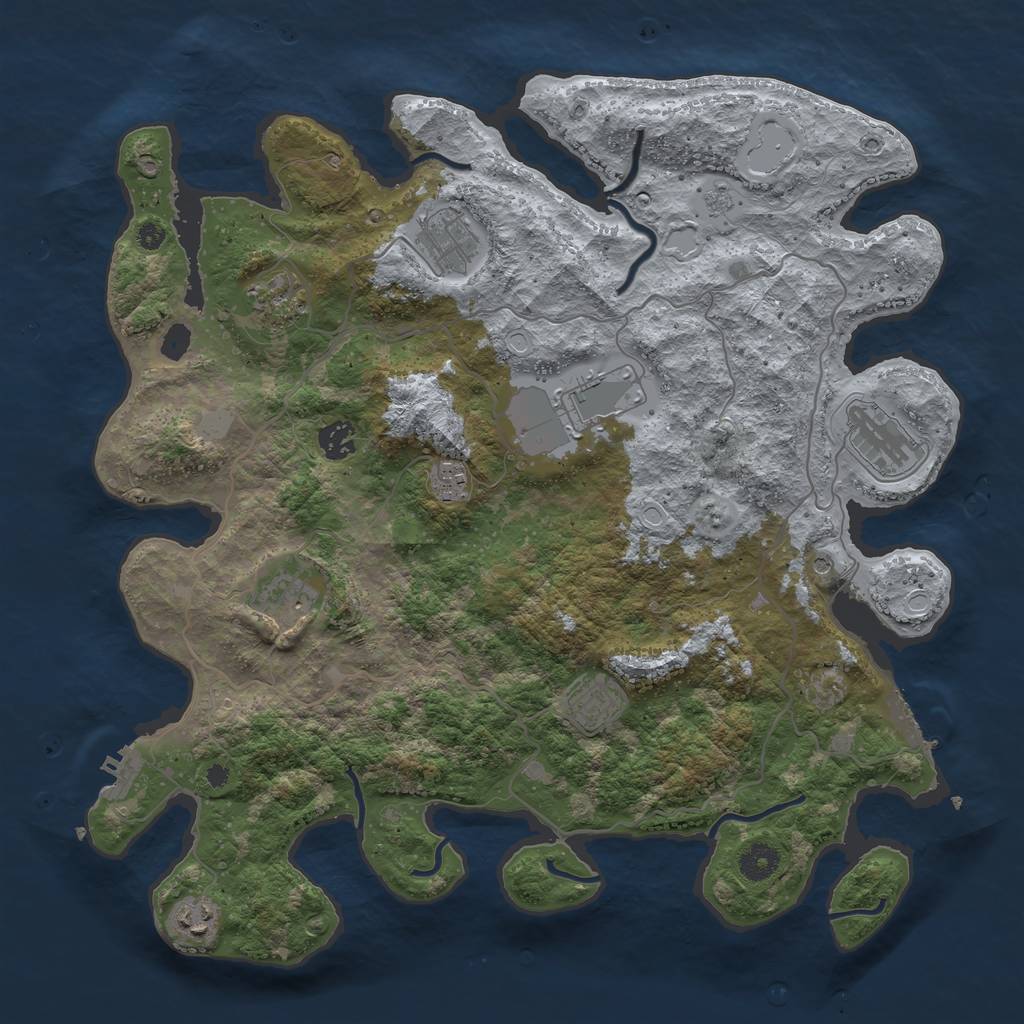 Rust Map: Procedural Map, Size: 4000, Seed: 36447985, 16 Monuments