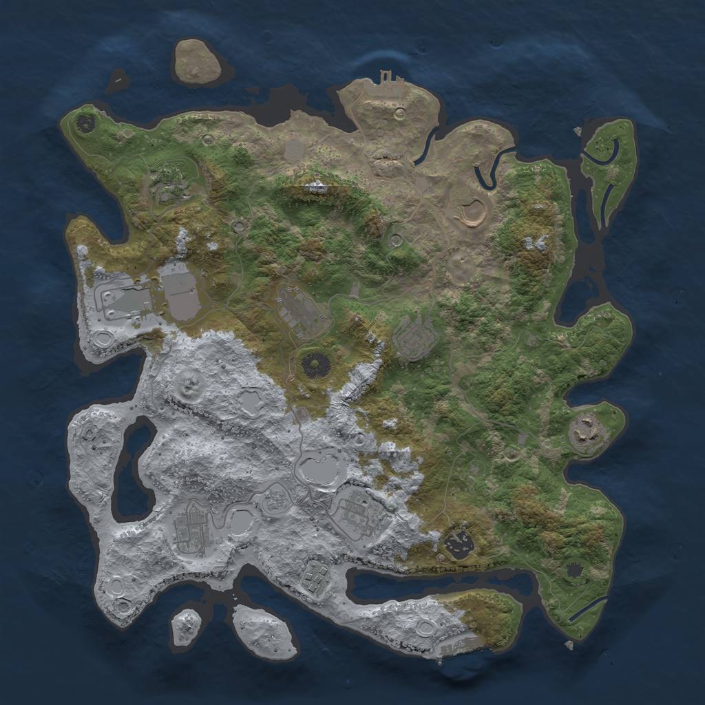 Rust Map: Procedural Map, Size: 3850, Seed: 1823096637, 19 Monuments