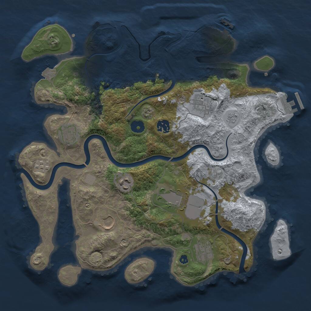 Rust Map: Procedural Map, Size: 3500, Seed: 1686384959, 14 Monuments
