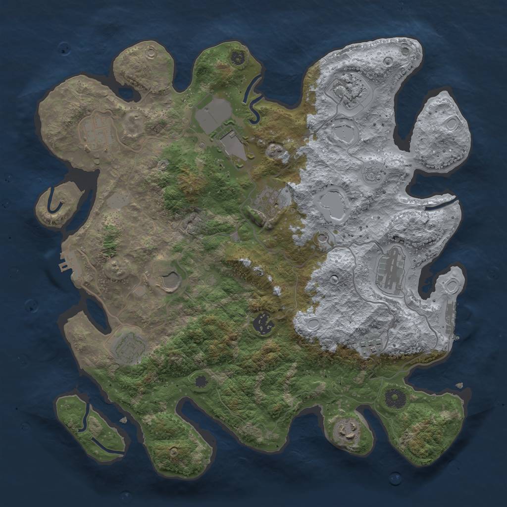 Rust Map: Procedural Map, Size: 3650, Seed: 1784685824, 19 Monuments