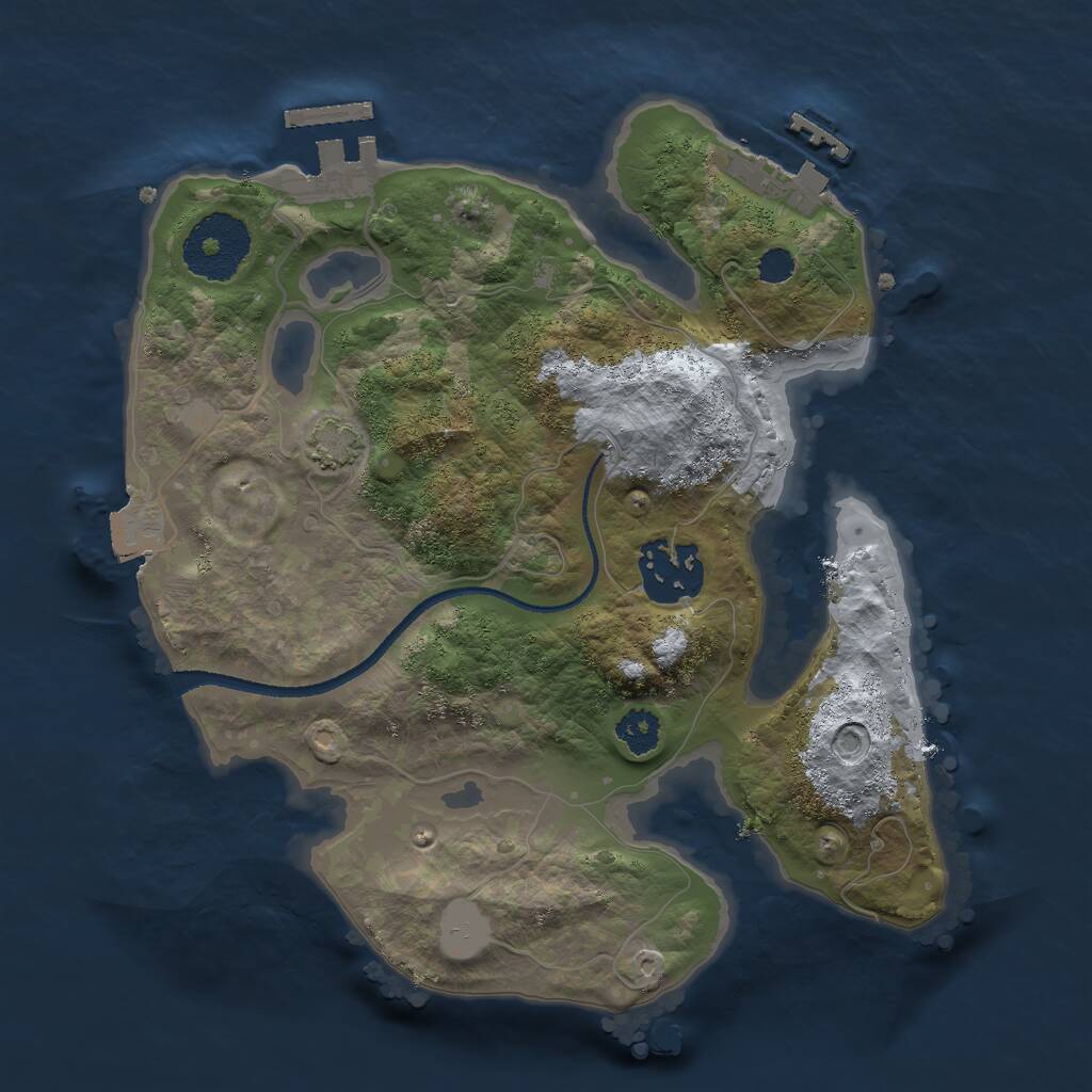 Rust Map: Procedural Map, Size: 2500, Seed: 1814196728, 5 Monuments