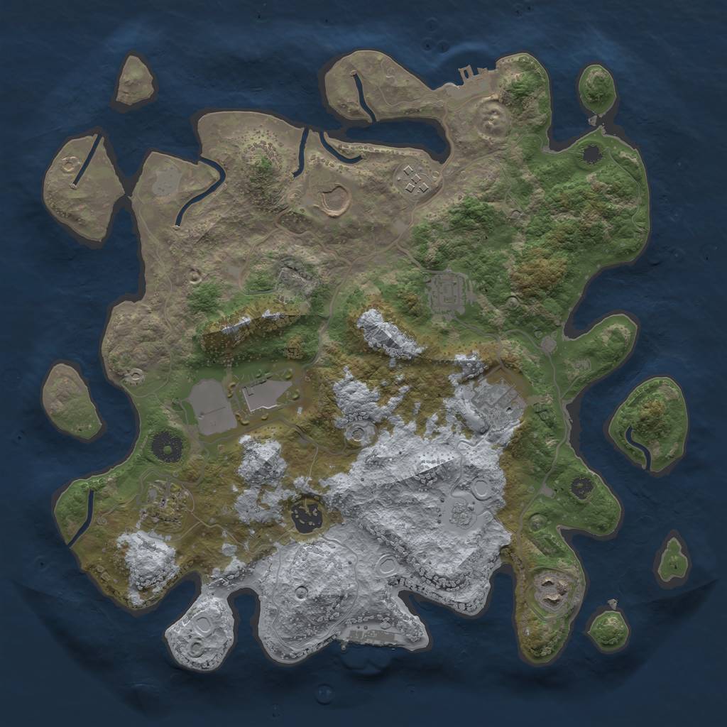 Rust Map: Procedural Map, Size: 3500, Seed: 1660912447, 17 Monuments