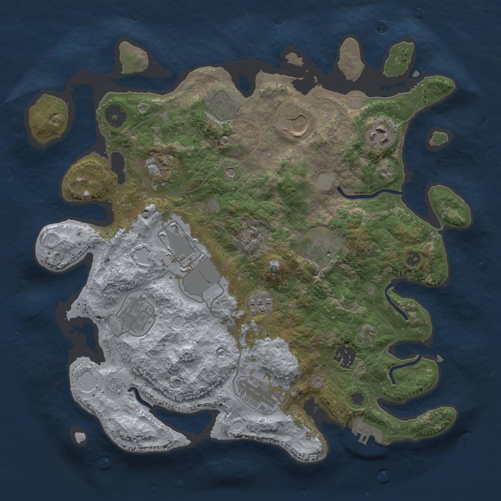 Rust Map: Procedural Map, Size: 3500, Seed: 974959561, 18 Monuments