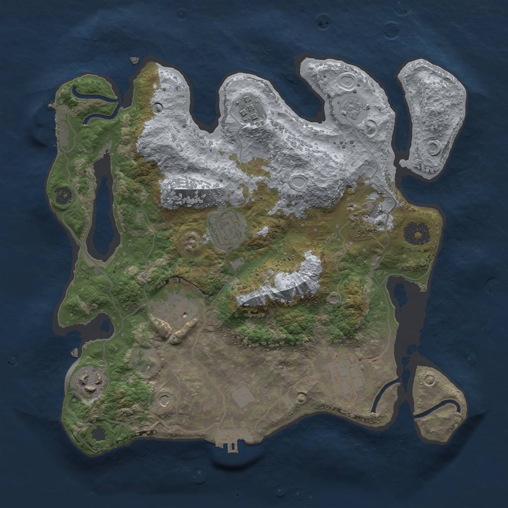 Rust Map: Procedural Map, Size: 3000, Seed: 32434, 15 Monuments