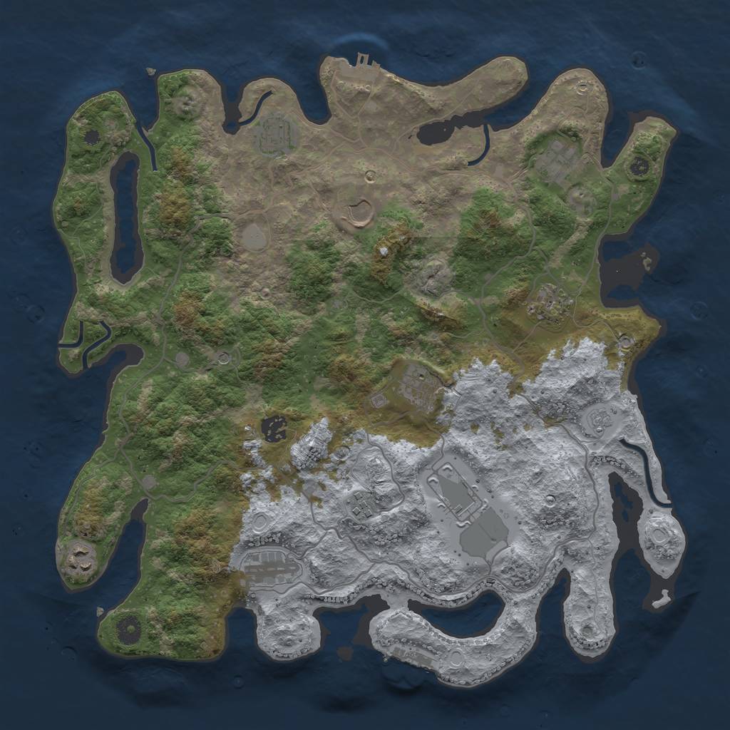 Rust Map: Procedural Map, Size: 4000, Seed: 273318408, 19 Monuments