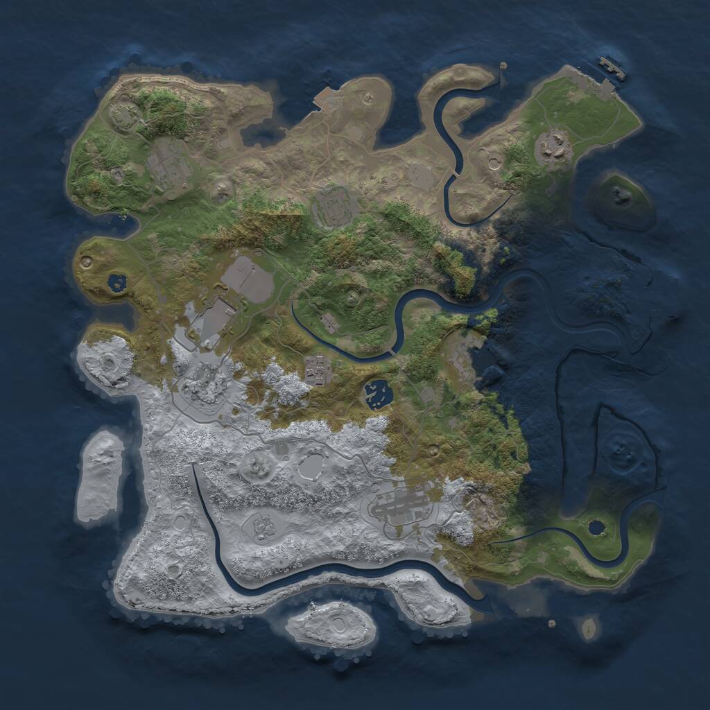 Rust Map: Procedural Map, Size: 3700, Seed: 1000095855, 15 Monuments