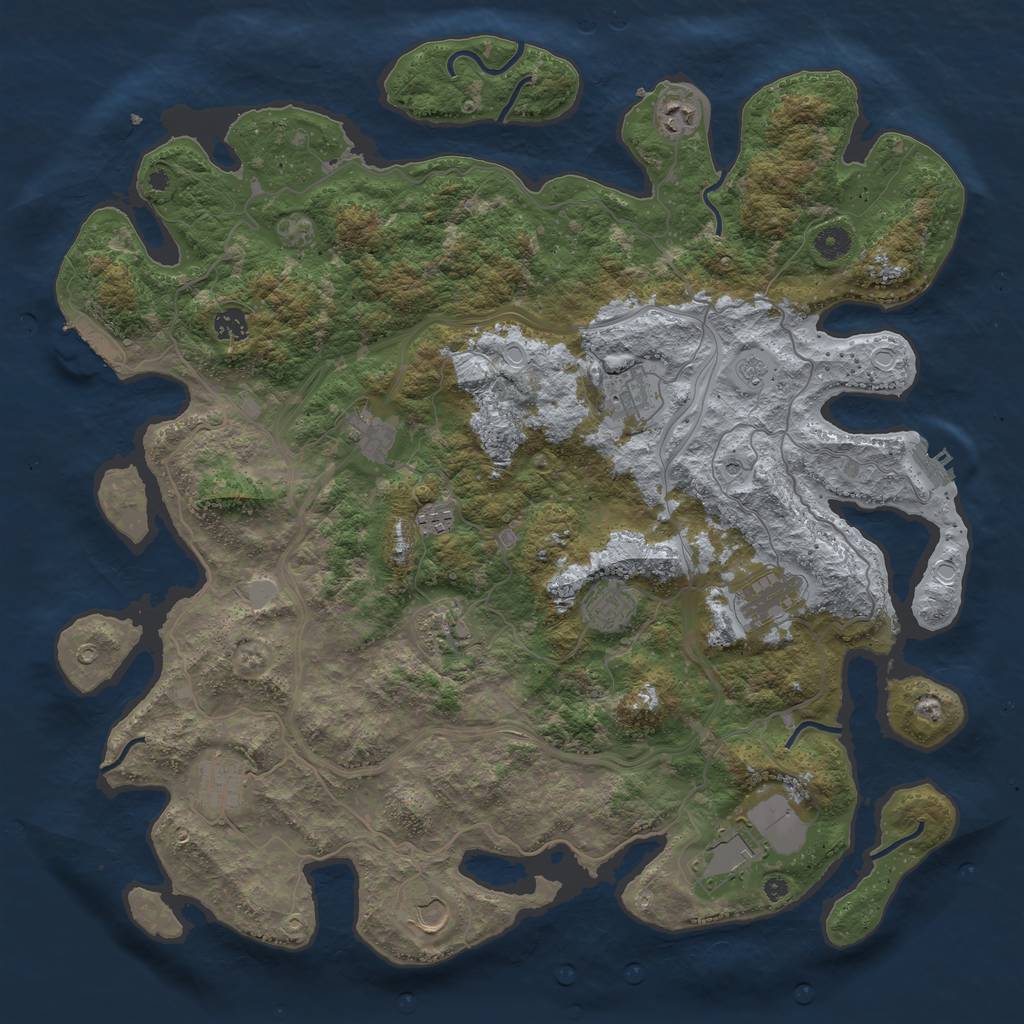 Rust Map: Procedural Map, Size: 4500, Seed: 2053737218, 20 Monuments