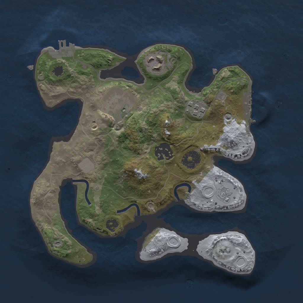 Rust Map: Procedural Map, Size: 2500, Seed: 1201567708, 12 Monuments