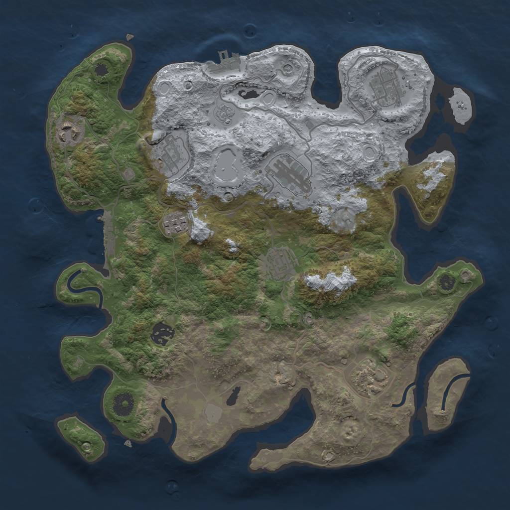 Rust Map: Procedural Map, Size: 3400, Seed: 45802547, 17 Monuments