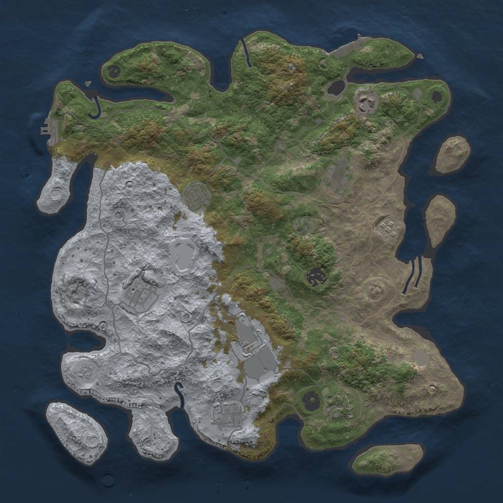 Rust Map: Procedural Map, Size: 4000, Seed: 1766738844, 18 Monuments