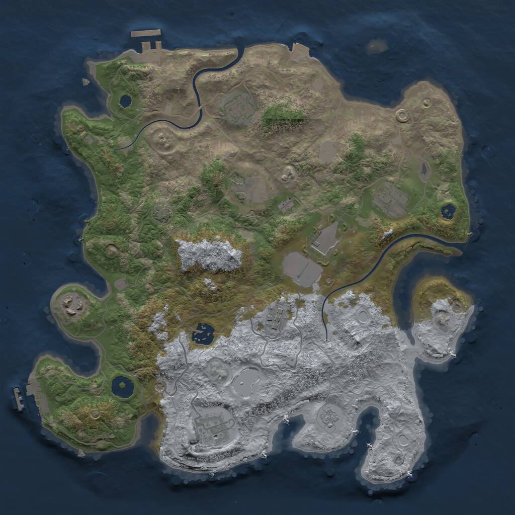 Rust Map: Procedural Map, Size: 3500, Seed: 669237043, 14 Monuments