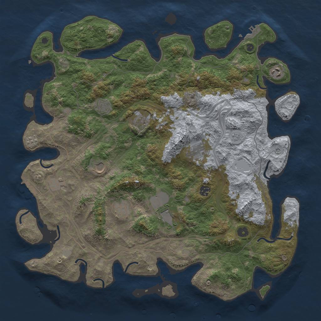 Rust Map: Procedural Map, Size: 4500, Seed: 741471315, 19 Monuments