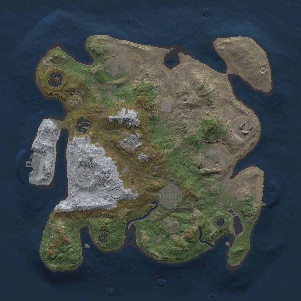 Rust Map: Procedural Map, Size: 3000, Seed: 1873420440, 14 Monuments