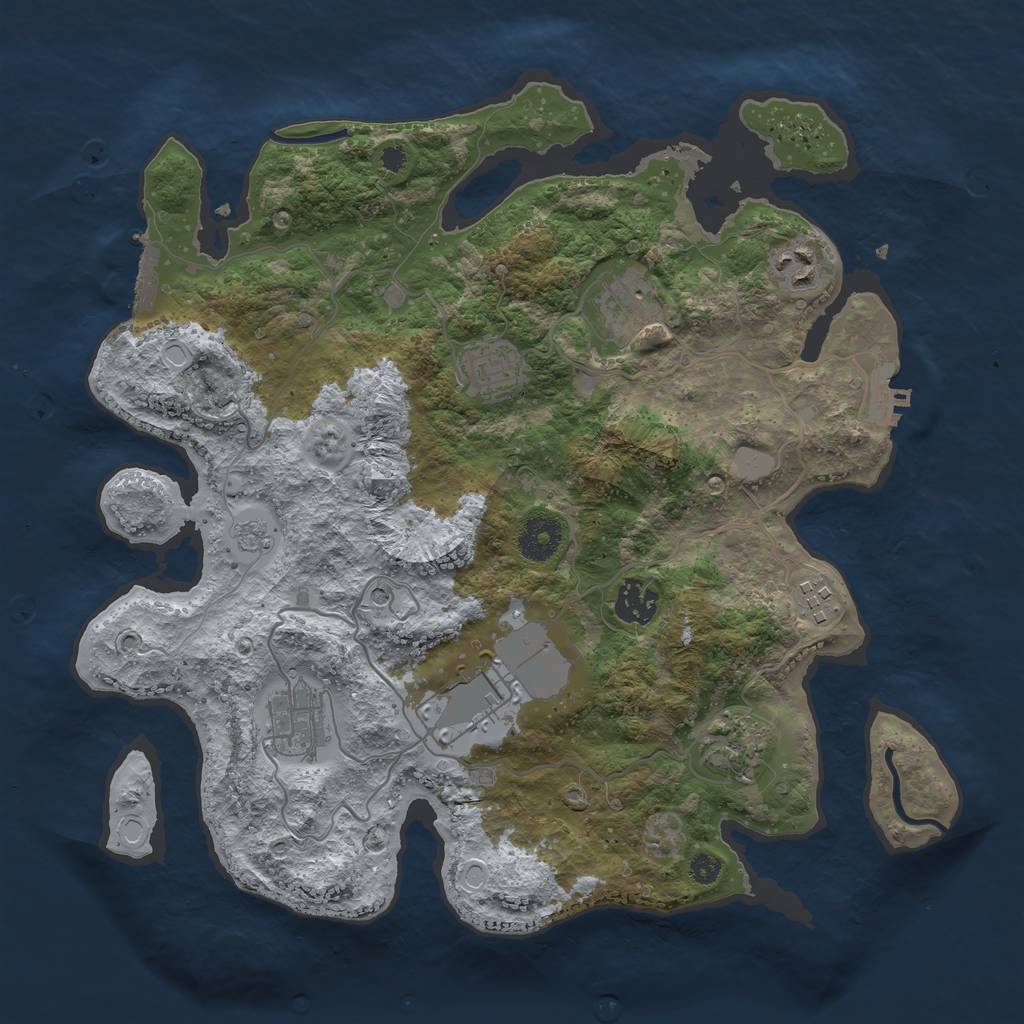 Rust Map: Procedural Map, Size: 3500, Seed: 420750562, 17 Monuments
