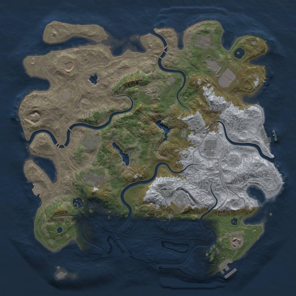 Rust Map: Procedural Map, Size: 4250, Seed: 393110753, 17 Monuments