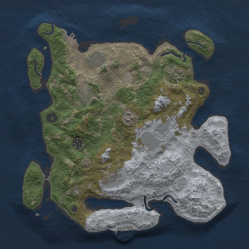 Rust Map: Procedural Map, Size: 3500, Seed: 2411, 16 Monuments