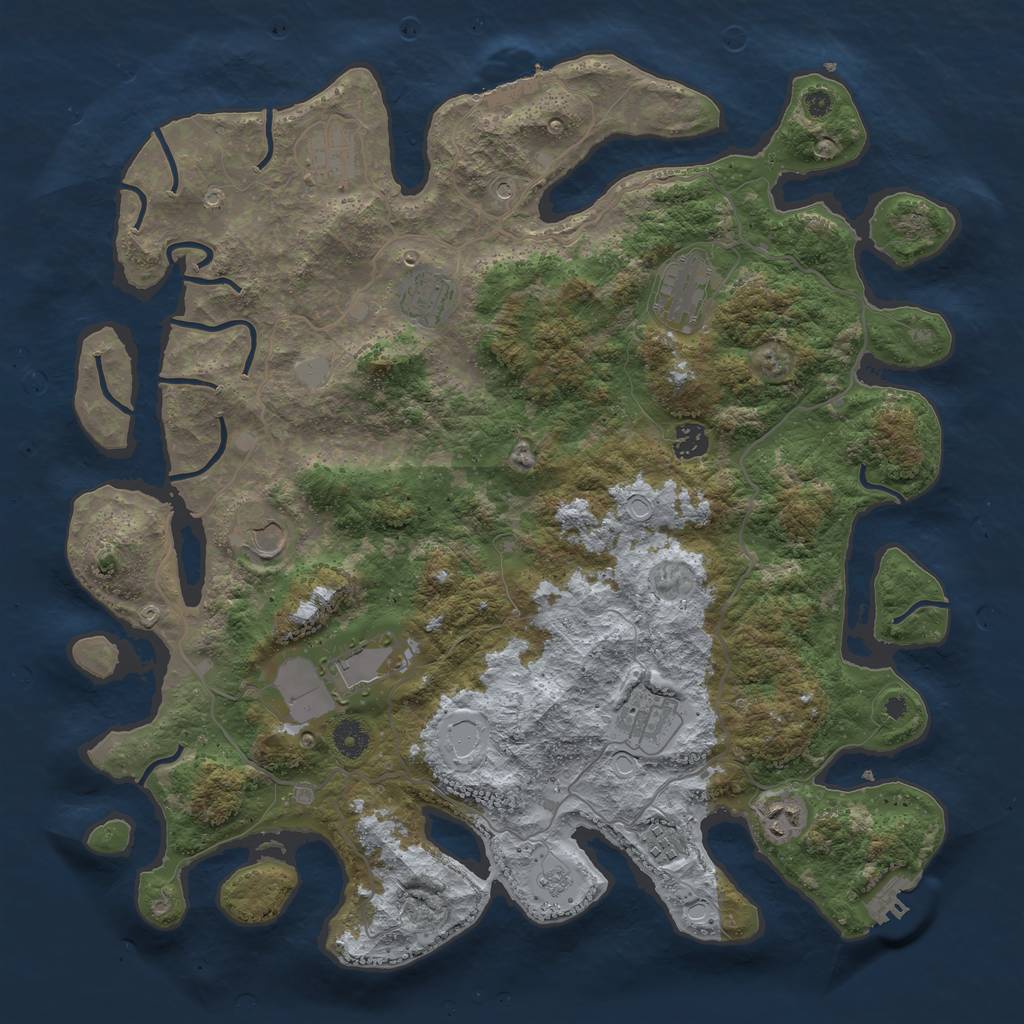 Rust Map: Procedural Map, Size: 4200, Seed: 666, 18 Monuments