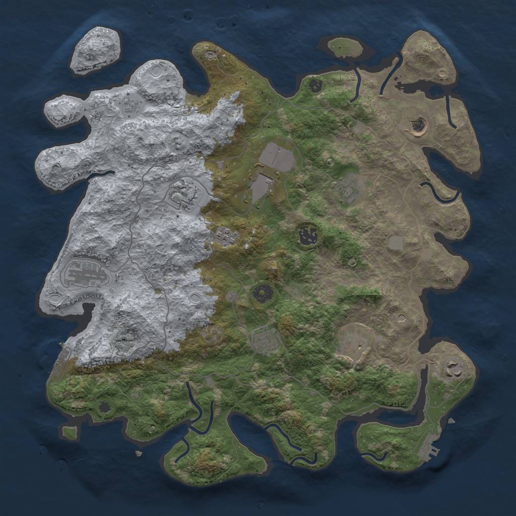 Rust Map: Procedural Map, Size: 4000, Seed: 375161, 19 Monuments