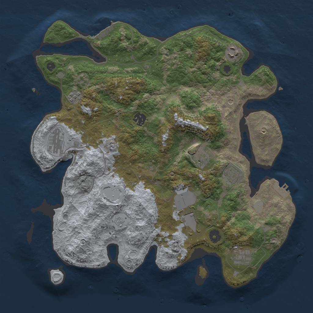 Rust Map: Procedural Map, Size: 3750, Seed: 557884891, 17 Monuments