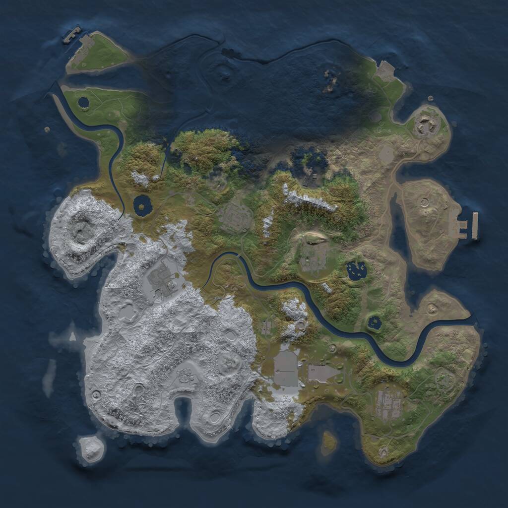 Rust Map: Procedural Map, Size: 3750, Seed: 557884891, 14 Monuments