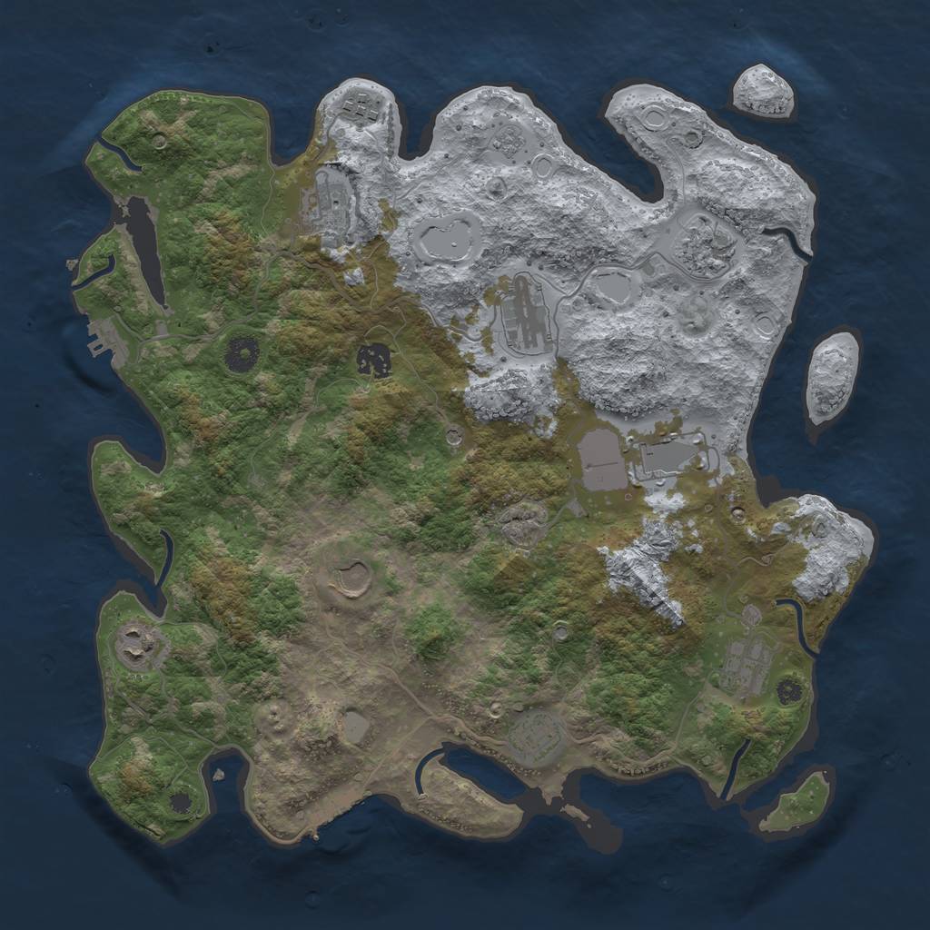 Rust Map: Procedural Map, Size: 3850, Seed: 10027183, 19 Monuments