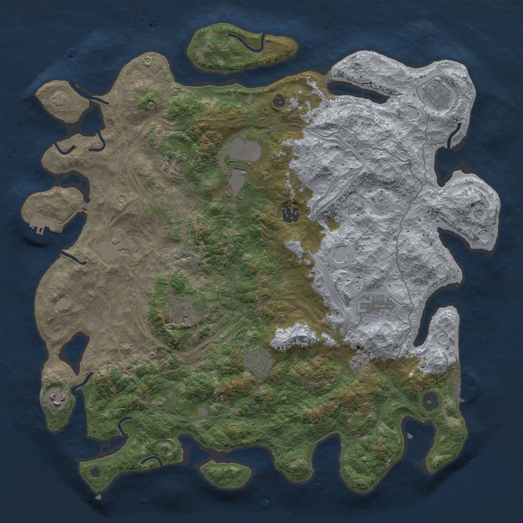 Rust Map: Procedural Map, Size: 4500, Seed: 930767617, 18 Monuments