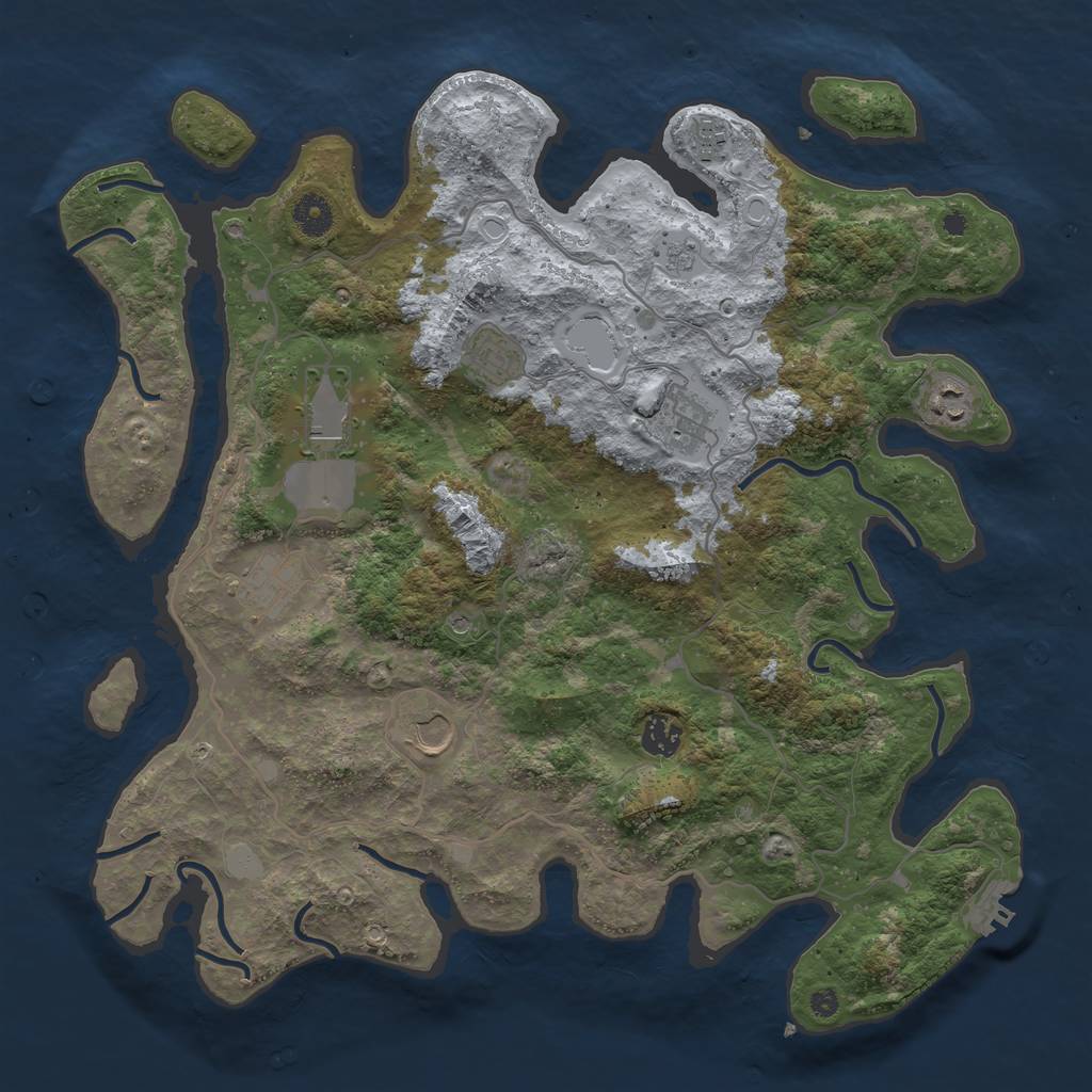 Rust Map: Procedural Map, Size: 4000, Seed: 430870673, 16 Monuments
