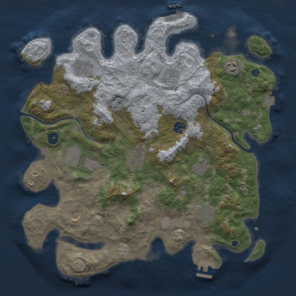 Rust Map: Procedural Map, Size: 3853, Seed: 12000000, 16 Monuments