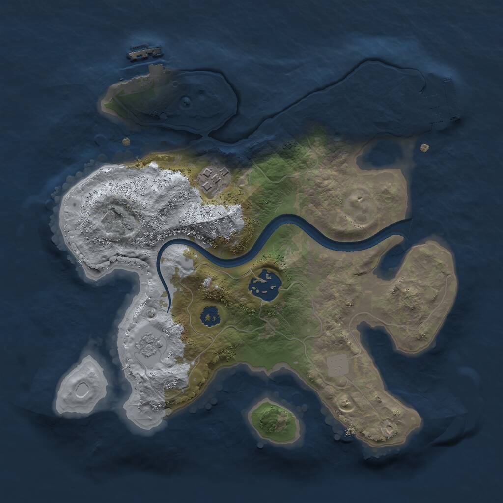 Rust Map: Procedural Map, Size: 2500, Seed: 2912, 6 Monuments