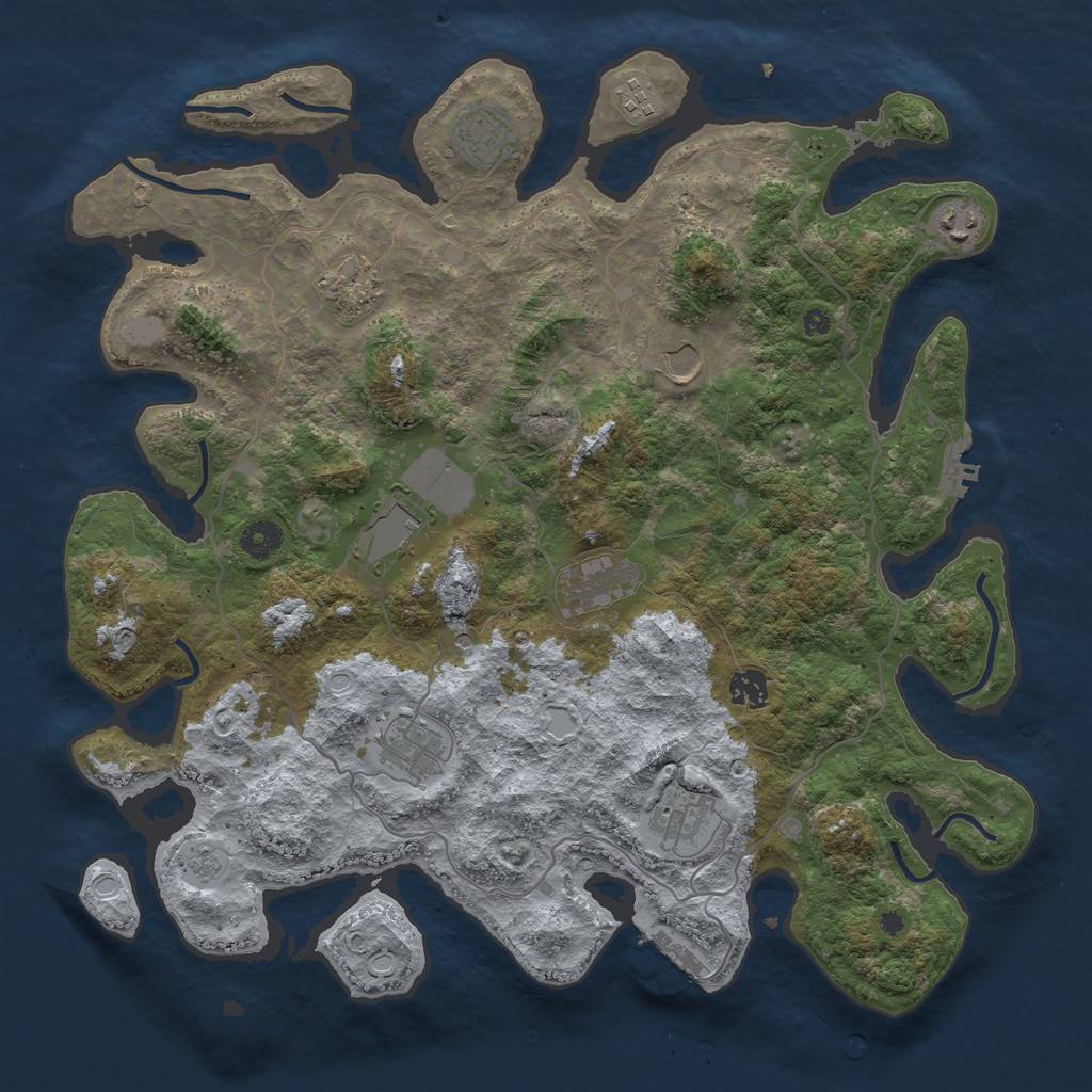 Rust Map: Procedural Map, Size: 4096, Seed: 20125971, 19 Monuments